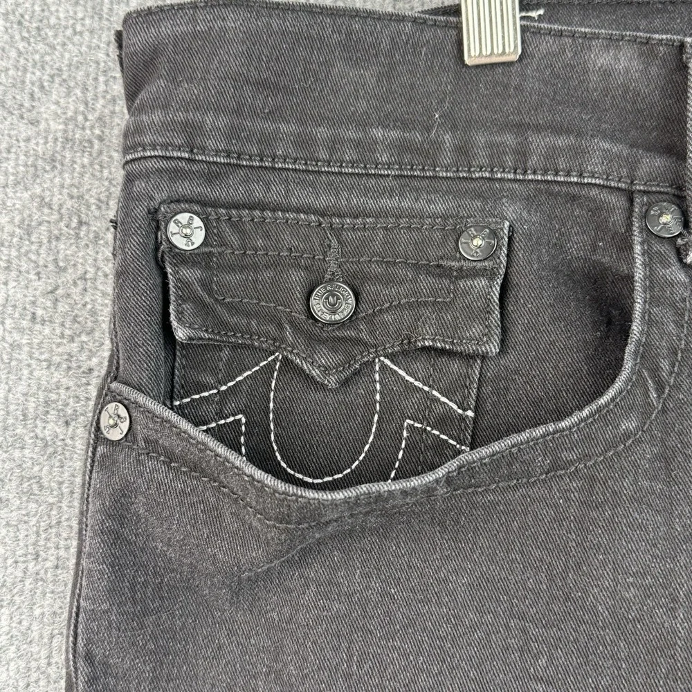 True Religion Rocco Jeans Mens 42x33 Black Relaxed Skinny Denim Casual Stretch